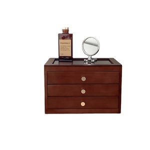 Wooden Jewelry Box Rectangle Multi Layer <b>Storage</b> For <b>Rings</b> Necklaces And Other Precious Items With Glass Lid And Drawer - Product Image 5