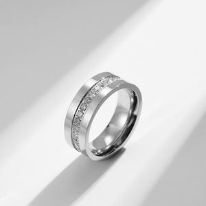 INS-anillo de acero inoxidable para hombre y mujer, sortija de diamante con zirconia, estilo europeo y americano - Product Image 1