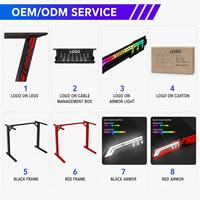 Bureau de jeu RGB grand format 180 cm, table d'angle pour e-sport, fabricant de bureaux de jeu pour PC, bureau gamer noir avec LED