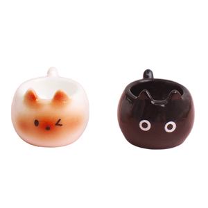 Mini tasse à eau en céramique simulée, motif chat de dessin animé, pour diorama miniature, jouet anti-stress - Product Image 2
