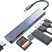 Station d'accueil Type-C 7-en-1 avec USB TF SD HDTV PD Charging et répartiteur USB pour téléphones portables, ordinateurs, ordinateurs portables, tablettes, Hub USB C