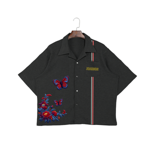 可定制男士短袖t恤华夫饼干针织面料拼接刺绣100% 棉厂家直销 - Product Image 2