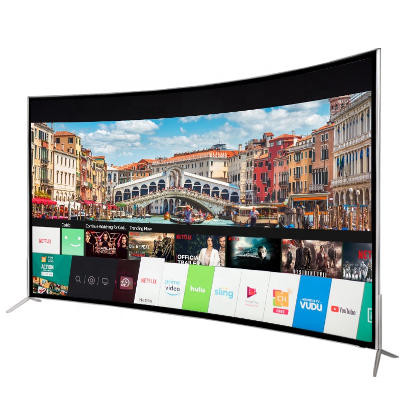 Chigo จอโค้งแอนดรอยด์ Wi-Fi 50 65นิ้วทีวีอัจฉริยะ4K Ultra HD LCD 8K LED DLED แสดงผลโทรทัศน์85นิ้วสำหรับโรงแรม