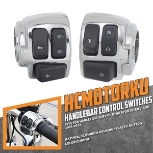 Interrupteur de clignotant pour guidon de moto 1 " 25 mm noir/chrome pour <span class=keywords><strong>Sportster</strong></span> XL1200 883 Softail Dyna V-Rod Fat Boy - Product Image 2