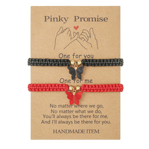 Pinky Promise Butterfly Pendant Handmade Woven <b>Bracelet</b> For Women Gift Jewelry Unisex Fashion String <b>Bracelet</b> - Product Image 5