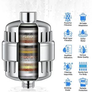 Yüksek Verimli Evrensel Duş Değiştirilebilir Çok Aşamalı Krom Duş Başlığı Filtre Kartuşu Su Filtresi için - Product Image 1