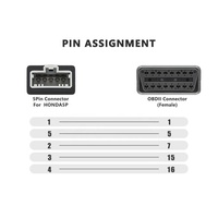 Adaptador OBD para Honda, Conector Hembra de 5 Pines OBD1 a OBD2 de 16 Pines para Honda, Cable Conector OBD2 de 5 Pines, Herramienta de Diagnóstico OBDII