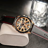 OBLVLO Montre automatique squelette pour homme de marque supérieure, étanche à 50 m, nouveau design, super lumineuse, montres mécaniques en cuir pour homme CAM