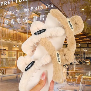 Plush Shark Hair <b>Clip</b> Furry Claw Grip For Women Daily Use Autumn Winter Style - Product Image 1