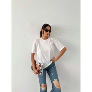 Camiseta Básica de Cuello Redondo para Mujer, 100% Algodón Jersey, Transpirable, Manga Regular, Blanca - Product Image 2