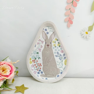 DAMAI Easter Holiday Supplies Easter Egg Plate with Easter Rabit Flowers <b>Disposable</b> <b>Tableware</b> Set Paper Plates Cups Napkins - Product Image 2