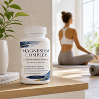Capsules végétariennes de complexe de magnésium à marque privée – 8 formes de magnésium élémentaire, sans OGM, haute absorption, soutien osseux pour adultes