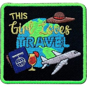 CustomThis Girl Loves Travel Embroidery <b>Patch</b> 3 Inch Iron <b>On</b> <b>Sew</b> <b>On</b> Applique For Bags Travel <b>Patches</b> Fabric - Product Image 6