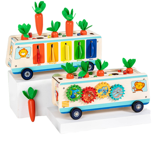 Jeu éducatif Montessori en bois 5 en 1 en forme <span class=keywords><strong>de</strong></span> carotte <span class=keywords><strong>pour</strong></span> enfants, jeu <span class=keywords><strong>de</strong></span> bus <span class=keywords><strong>de</strong></span> correspondance des couleurs, jouets <span class=keywords><strong>de</strong></span> tri et d'engrenage <span class=keywords><strong>pour</strong></span> garçons et filles - Product Image 1