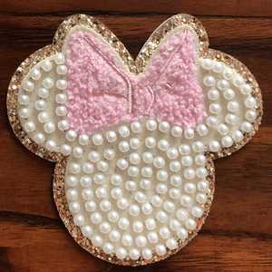 Hotsale Self Sticker Gold Edge Pearl Embroidery Cartoon Mouse Patch for Clothing Bag Decoration - Product Image 3