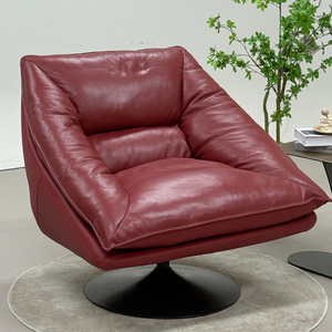 Fauteuil de salon moderne et élégant, pivotant, réglable en hauteur, en cuir de vachette pleine fleur, avec pieds en métal, mobilier de maison, Y9 - Product Image 3