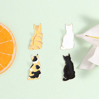 Épinglette en émail minimaliste motif chat, couleur unie, pour revers, vêtements, sacs à dos, décoration et ornement