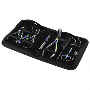 Custom Hair Extension Tools Kit Featuring Micro <b>Bead</b> Crimping Plier, Tape In Extension Plier, <b>Braiding</b> Crochet Hook - Product Image 1