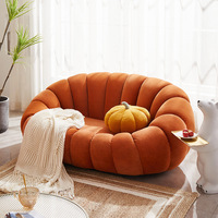 Fauteuil Confortable en Forme de Citrouille, Style Pouf, Canapé Rond, Siège Bas, Chaise Longue de Sol, Fauteuil Paresseux pour Appartement, Dortoir, Petit Espace