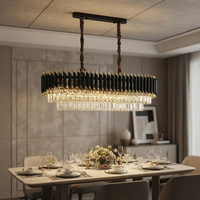 Lustre linéaire moderne en cristal 80*30CM Or Noir pour îlot de cuisine, longue table à manger, restaurant