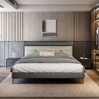 Lits en bois en tissu technologique en gros, sans lavage, 1,8 m, 1,5 m, lit double, moderne, simple, lit de mariage, dossier haut, ensemble de meubles de chambre à coucher
