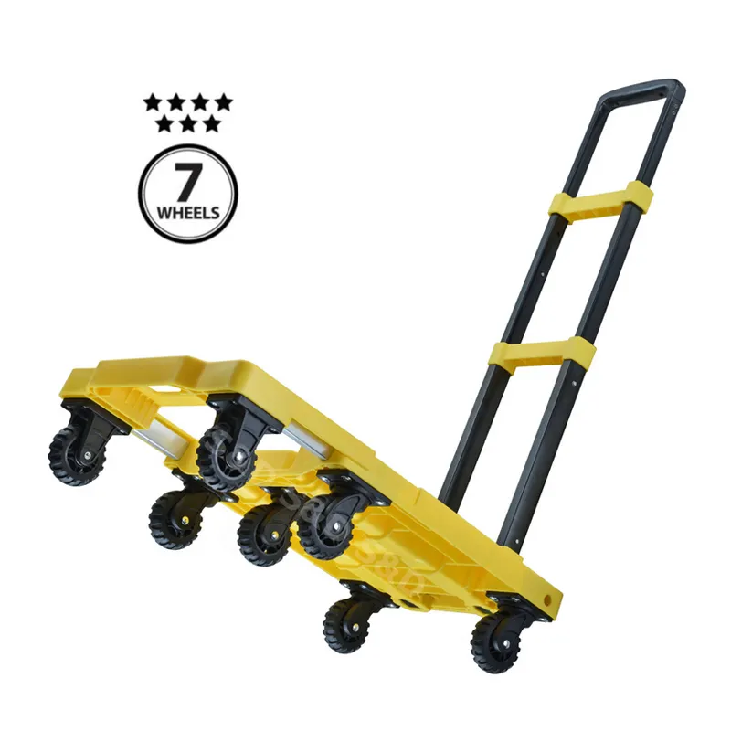 150kg loading foldable compact platform lightweight portable flatbed 7 wheels folding shopping luggage hand trolley cart truc