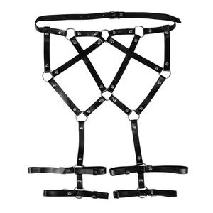Pantalon ajustable en PU à rivets pour bondage SM, vêtements de contrainte pour cosplay, tenue de soumission MUQU Noir - Product Image 3