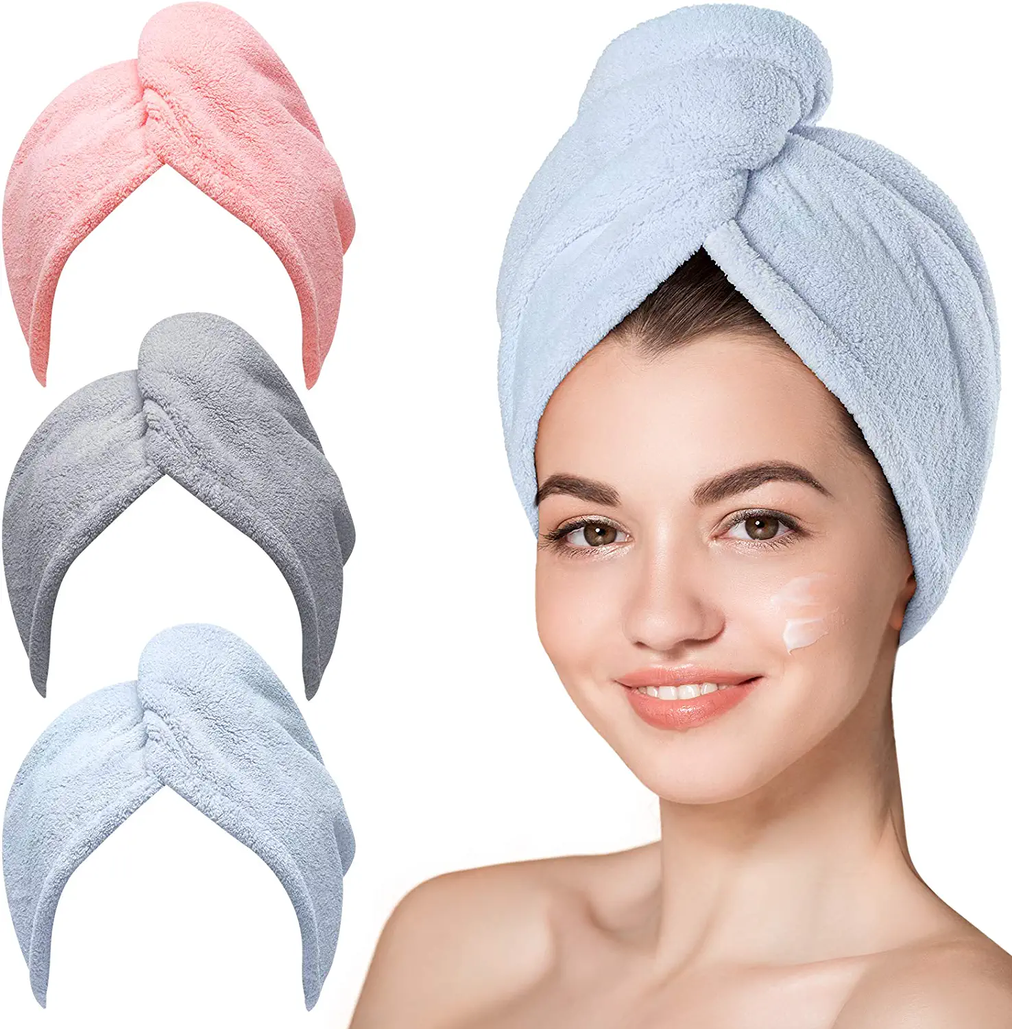 SongMay Pembungkus Handuk Rambut Microfiber Wanita, Handuk Pengering Rambut Cepat Penyerap Super