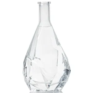 Garrafa de vidro transparente para licor, uísque, vodka, gin, rum, XO, conhaque, 350ml, 500ml, 700ml, 750ml, molde aberto para uso em estoque, sempre