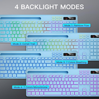 Teclado Inalámbrico OEM Silencioso de 114 Teclas con Retroiluminación RGB de 2.4G, Soporte para Teléfono, Batería Recargable, Teclas Multimedia para IOS, Windows, PC, Azul