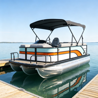 Vente flash : Bateau ponton de pêche en aluminium Kinocean 16 pieds, 8 personnes, moteur hors-bord électrique en option avec auvent.