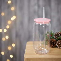 Vente en gros usine : Gobelet en plastique Mason réutilisable de 16 oz en PC avec couvercle coloré et paille pour boire directement