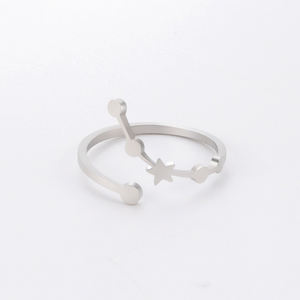 Anillo de acero inoxidable para mujer, 12 anillos del zodiaco, Horóscopo chapado en oro Real, joyería, regalos, anillo ajustable del zodiaco - Product Image 4