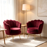Fauteuil d'appoint moderne en velours, fauteuil club de loisirs, pieds en métal doré, design ergonomique confortable pour chambre et bureau