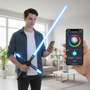 Sabre laser LGT Crossguard RGB avec poignée métallique, effets sonores, mouvement fluide, flash sur impact, sabre personnalisé, arme de cosplay, sabre LED - Product Image 1