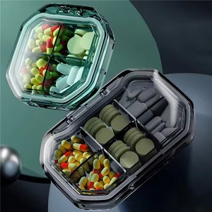 Portable 4/6 Grids <b>Pill</b> Organizer Travel Medicine Storage <b>Box</b> Drug Separation Seal Ring Mini Portable Container Storage - Product Image 2