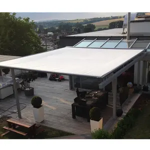 Customized 5x6m Aluminum Roof Cover Electric Awning Retractable Pergola Awning