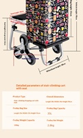 Chariot de courses pliable et étanche en acier inoxydable pour escaliers, capacité de charge 150 kg, 2 roues, portable, à traction manuelle