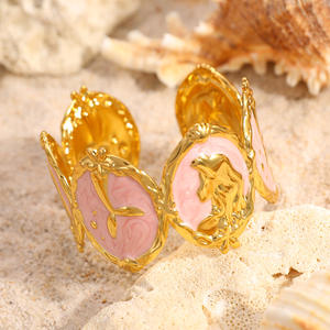 Bracelet plaqué or au design sirène pour femmes, style océan, ouverture réglable, bijoux - Product Image 4