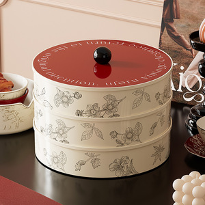 Fruit Platter Food <b>Storage</b> <b>Container</b> Cylinder With Lid Carving Pattern Party Use Large Size - Product Image 1