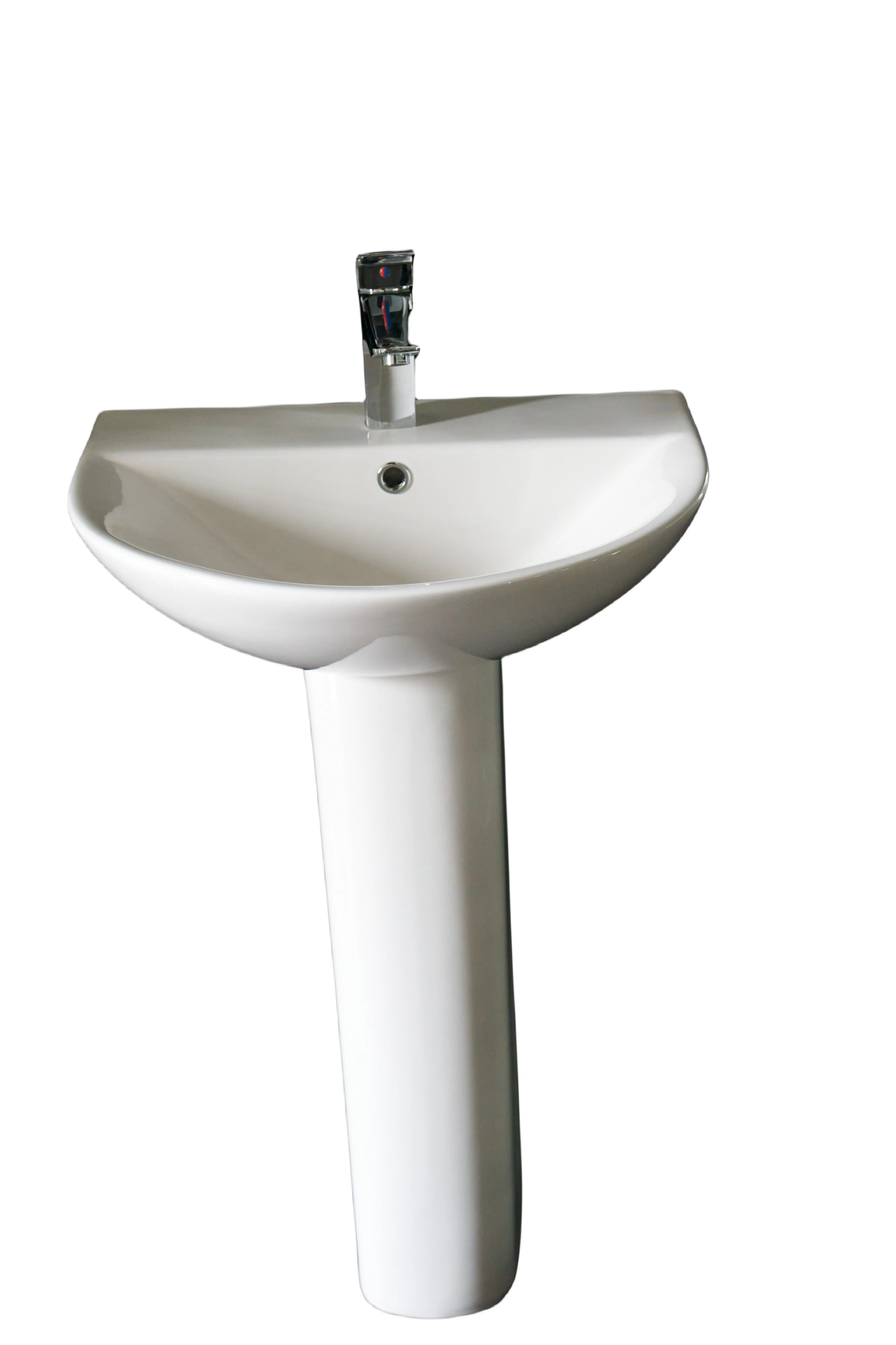 Lavabo de mano de diseño moderno, lavabo de baño de cerámica blanca, lavabo de pie con pedestal para WC