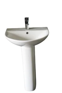 Modern Design Hand Wash Basin White Ceramic Bathroom Sink WC Pedestal Standing Sink