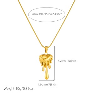 Irregular Heart Geometric Pendant Stainless Steel Necklace Gold Plated Snake Chain Fashion Jewelry For Women - Product Image 4