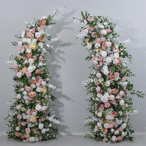 D-HOA051 Arche de fleurs artificielles en corne rose pour mariage en gros, arche de fleurs en corne violette, toile de fond, arche de fleurs en corne rose, décoration en soie - Product Image 6