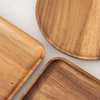 Plateau à thé en bois d'acacia Plateau de service rectangulaire en bois pour la maison Assiettes à dessert pour gâteaux aux fruits Plats pour la cuisine