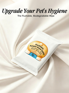 Lingettes nettoyantes jetables biodégradables en fibre de bambou pour animaux de compagnie (chiens et chats), lavables dans les toilettes, pour un nettoyage en profondeur, vente en gros - Product Image 1
