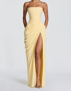 Vestido largo de lana tejida lavable, elegante y sexy, sin tirantes, con abertura alta, estilo francés 2026 - Product Image 2