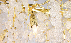 Lámpara Colgante de <span class=keywords><strong>Cristal</strong></span> LED de Metal Dorado Personalizada, Garantía de 3 Años, Ángulo de Haz de 360°, para Decoración de Dormitorio, Sala de Estar y Hotel - Product Image 5