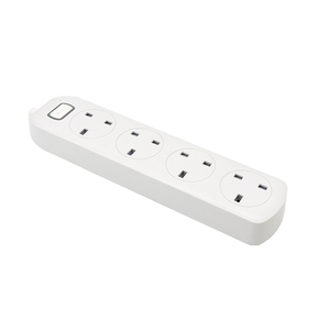 Plastic <strong>Extension</strong> Lead 2M 4 Gang UK Plug <strong>Sockets</strong> <strong>Bar</strong> with 3m Wire Shutter &amp; Children Protection White 13A - Product Image 5