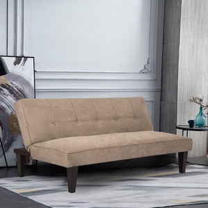 Giường Sofa Bằng Nhung Camel Có Thể Gập Lại Được Tufted Với Chân Gỗ Giường Sofa Kiểu Mỹ <span class=keywords><strong>Futon</strong></span> Cho Gia Đình - Product Image 6